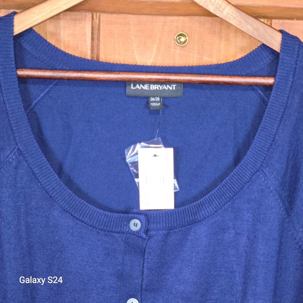 Lane Bryant Navy Blue‎ Button Front Cardigan Sweater Plus Size 26 28